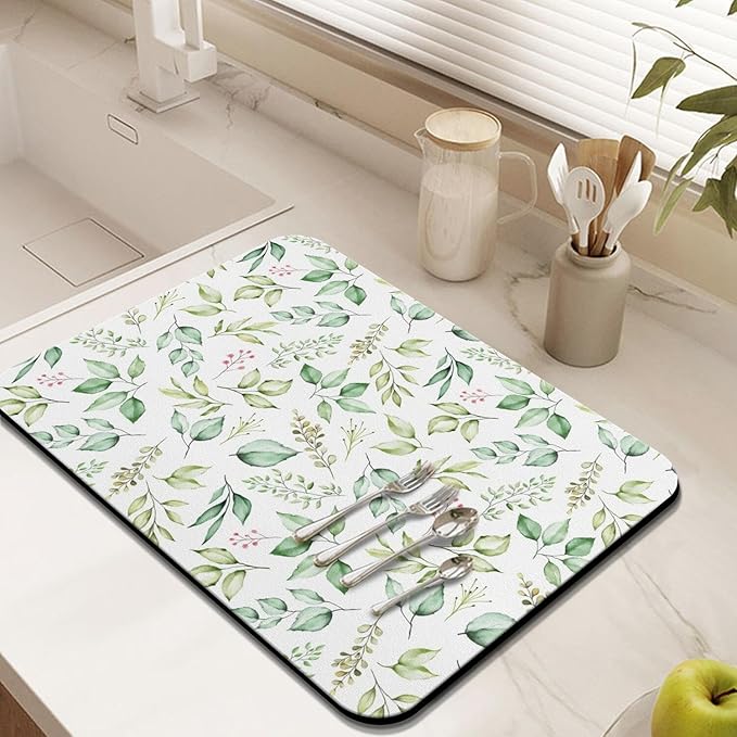 Fun Coffee Mat 24inx18in,Coffee Bar Mat for Countertops,Absorbent Hide Stain Anti-Slip Coffee Bar Accessories Fit Under Coffee Machine Mat,dish Drying Mats for Kitchen