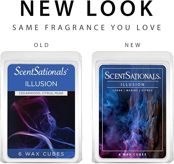 Scentsationals Wax Melts, Wax Cubes Strong Scent - Illusion - Long Lasting Scented Melts for Warmer, 10oz (24-Cubes)