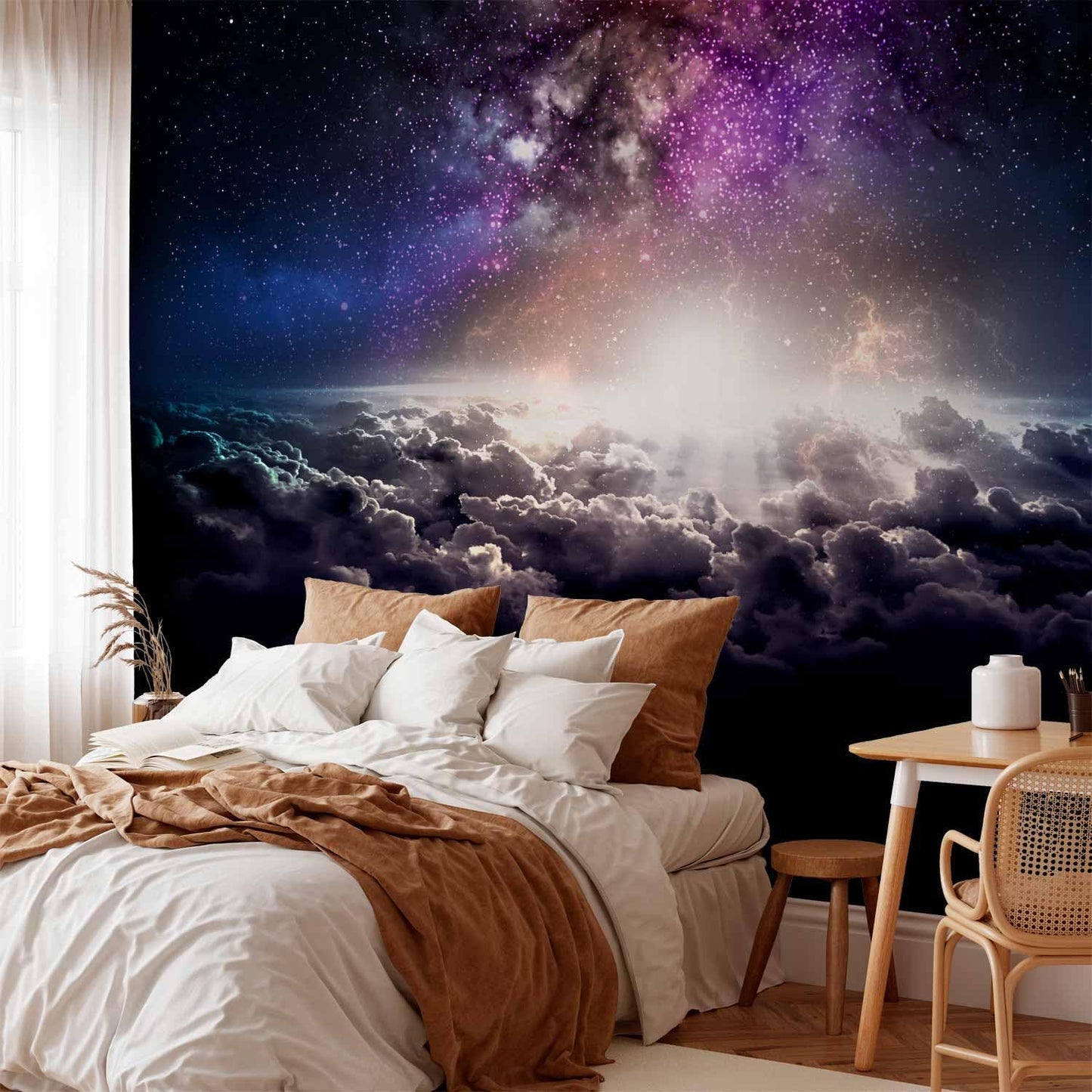 artgeist Wall Mural Galaxy 138x101 in - Non-Woven Wallpaper Fleece Wall Decor Photo Print Picture Image Design Home Mural Cosmos Sky Star Cloud Purple i-A-10009-a-a