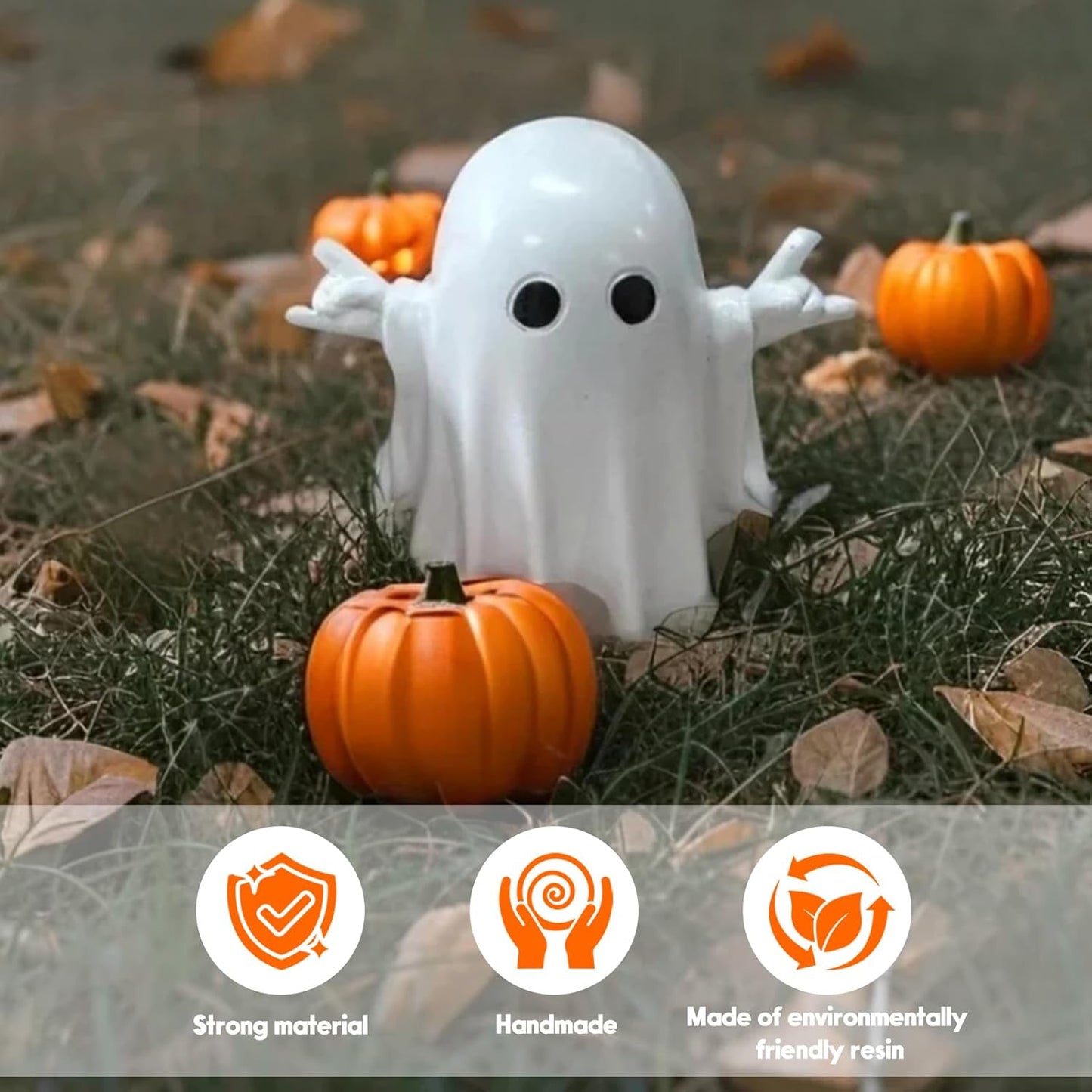 Halloween Ghost Figurine, Rock Spooky Resin Statue, Cute Decor for Halloween Decorations Indoor, Funny Porch and Indoor Spooky Home Decor Gifts