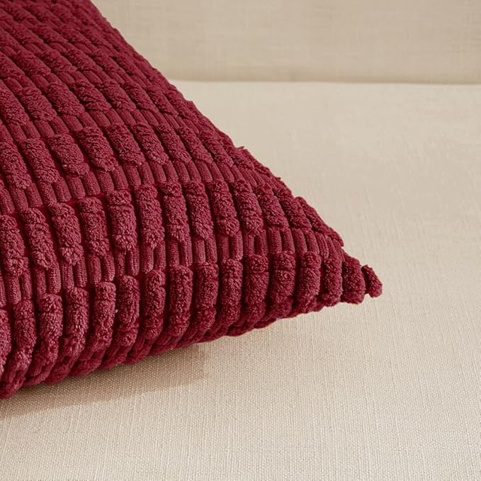 Fancy Homi 4 Packs Decorative Throw Pillow Covers for Living Room Couch Bed, Modern Farmhouse Boho Home Décor Accent Cushion Case, 20" x 20" (Pack of 4), Burgundy