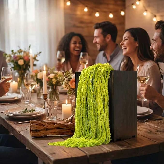 Silva Loup 12pcs Natural Dried Wisteria Hanging Flowers 30" - Bleached Green Vine for Wedding Bouquets, Wall Decor | Shedding Note & Mess-Free Use Tips Included