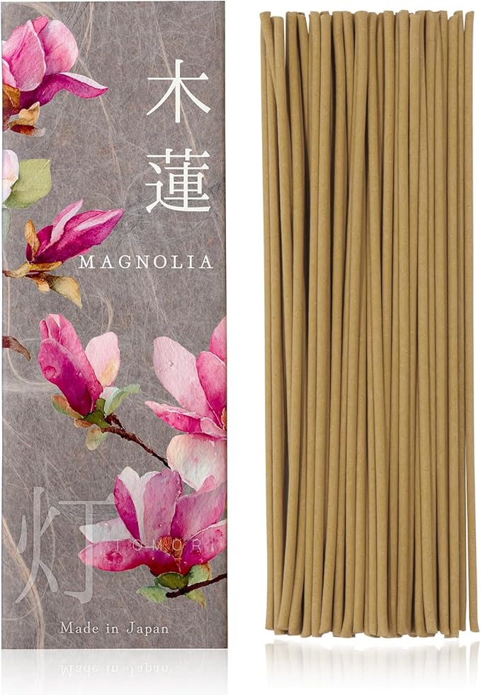 Magnolia Premium Japanese Incense Sticks 60sticks Coreless Low Smoke Natural Charcoal Free Non Toxic Temple Kyoto Aroma Aromatherapy Meditation Calming Stress Relief Relaxation Yoga Zen TOMORI