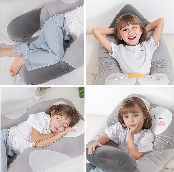 47x23 inch U Shaped Long Plush Body Pillows for Kids, Stuffed Animal Penguin Soft Large Pillow for Sleeping, Big Cute Plushies, Washable Cover, Gift for Boys and Girls