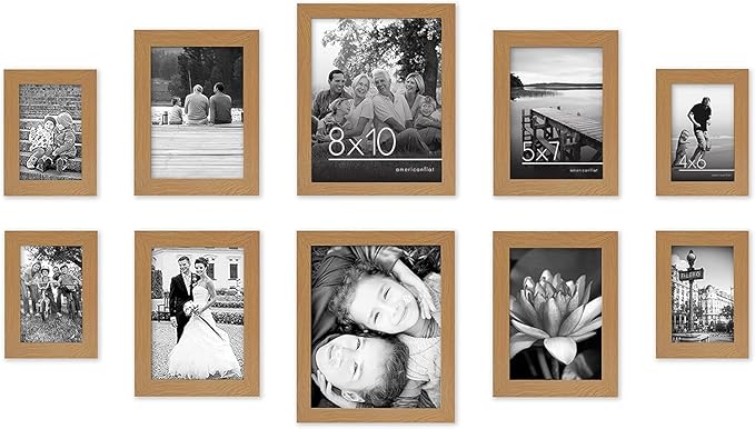 Americanflat Set of 10 Picture Frames with Shatter-Resistant Glass - Gallery Wall Frame Set with Two 8x10, Four 5x7 and Four 4x6 Frames - Signature Collection - Dark Oak
