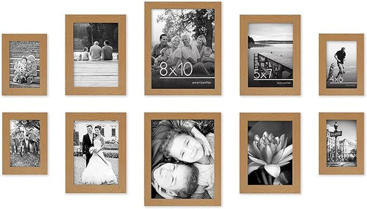 Americanflat Set of 10 Picture Frames with Shatter-Resistant Glass - Gallery Wall Frame Set with Two 8x10, Four 5x7 and Four 4x6 Frames - Signature Collection - Dark Oak