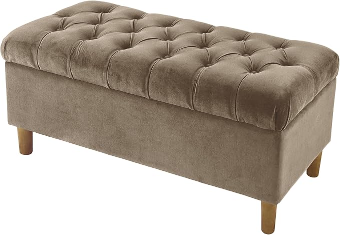 HomePop Ainsley 40" Storage Ottoman Bench - Fawn Velvet