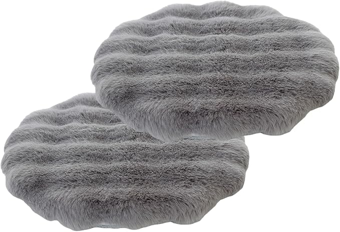 Lifup 2 Pack Round Chair Pads Memory Foam Seat Cushion Soft Cozy Plush Non Slip Thick Pad with Ties and Removable Cover for Dining Room, Office Grey 16 x 16 Inch
