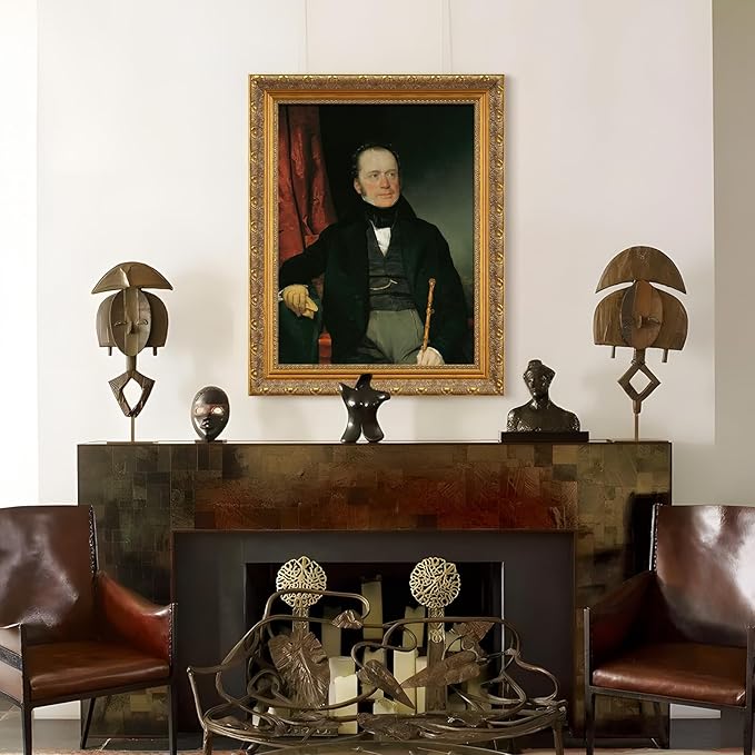 DIY Wood Frame for 24x36 Canvas Paintings, 2.4" Wide Antique Ornate Canvas Frames for Oil Painting Art Prints, 24x36 Gold Frame for Home Living Room Wall Decor (No Backboard & Glass Cover)