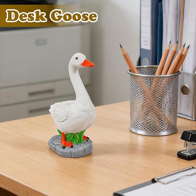 Exasinine Desk Goose Figurine 7 Inch Desk Goose Statue for Office Table Decor Home Decoration