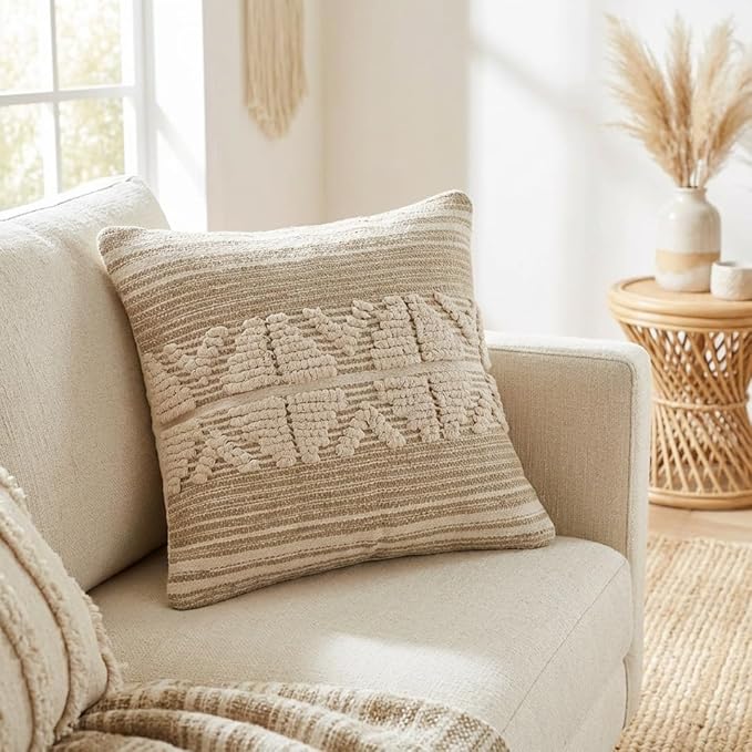 REDEARTH · Handmade Boho Throw Pillow Covers - Bohemian Chic Farmhouse Style - Accent Woven Indoor and Outdoor Pillow Cushion Cases for Couch - Bed - Chair - Sofa - Benches – Set of 2-18"x18" -