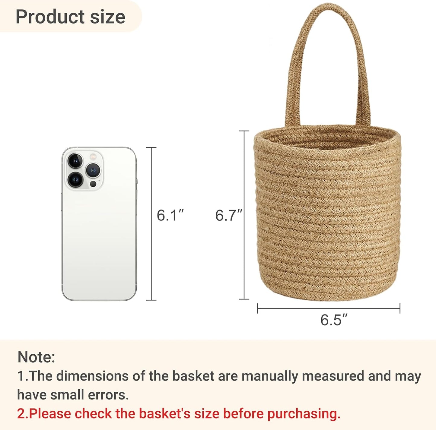 Dahey 2 Pack Wall Hanging Rope Basket with Artificial Eucalyptus Farmhouse Decor, Jute Woven Storage Organizer Flower Plants Basket Set Rustic Wall Decor for Porch Living Room Bedroom Entryway,Brown