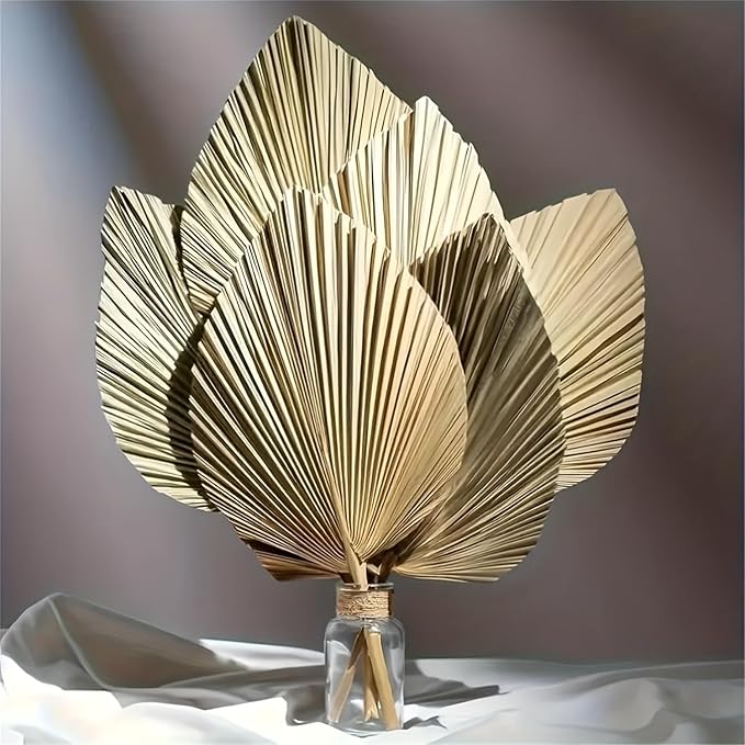 Natural Dried Palm Leaves, 17.3 Inch, 10 Pieces, Beige and Brown, for Wedding Decor and Centerpieces (Brown)
