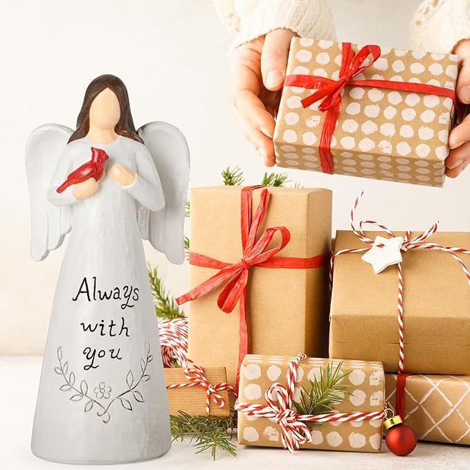 Cardinal Gifts for Women – Red Cardinal Decor Angel Figurine, Sympathy Gifts for Loss of Loved One, Memorial Gifts for Women, Bereavement Gifts Grief Resin Home Statue
