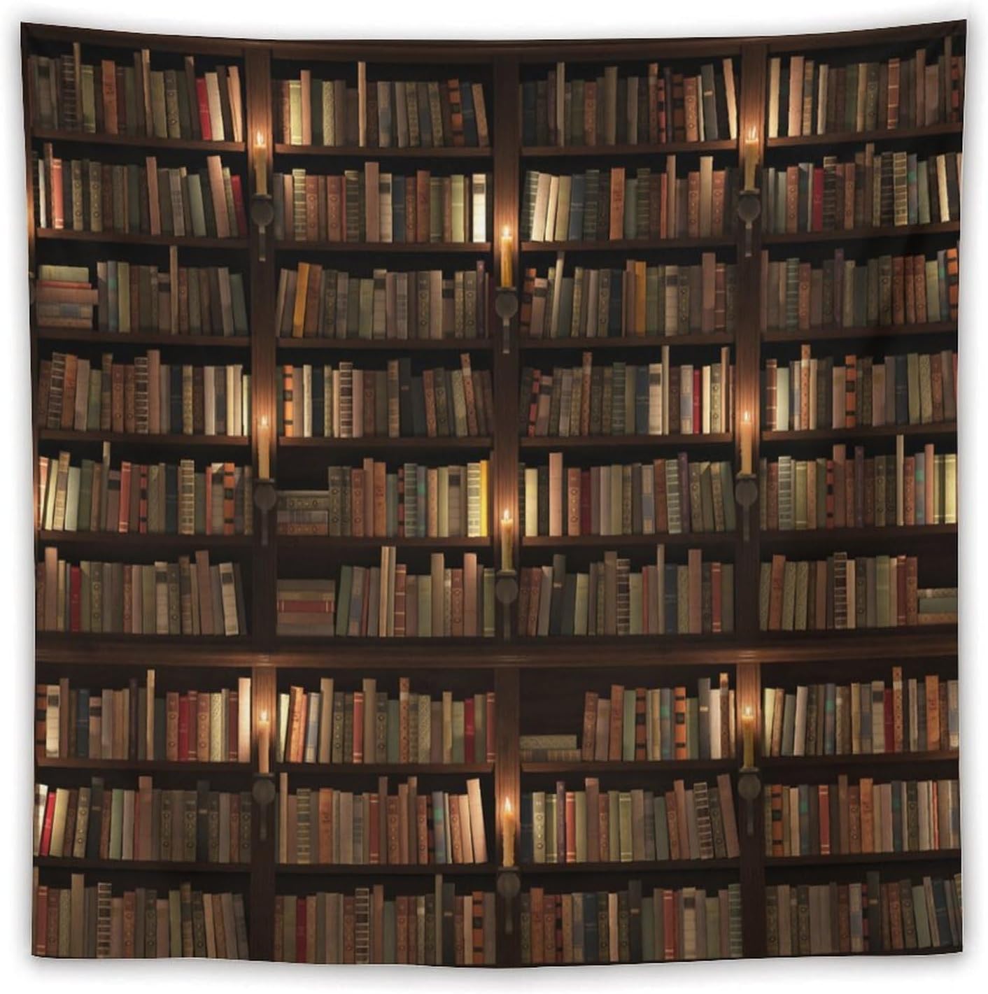 Kurtect Bookshelf Tapestry,Retro Library Bookcase Antique Mid Century Pattern Print Tapestries for Party Beach Picnic Blankets Tablecloths Living Room Wall Deocr, 60x60 in