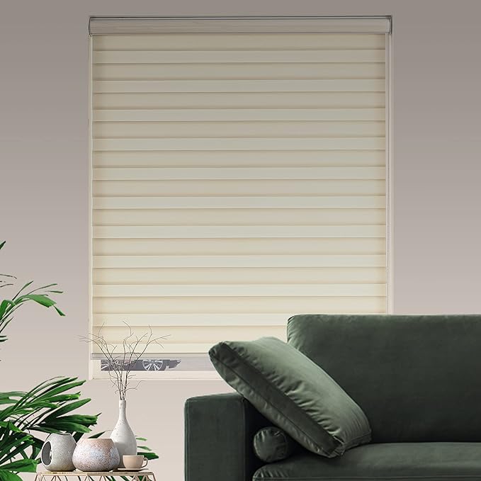 Zebra Blinds Window Blind Zebra Shade Blinds for Windows Roller Sheer Shades Privacy Light Filtering Shades for Home Kitchen Bathroom (Width 65'' X Height 72'' Cream)