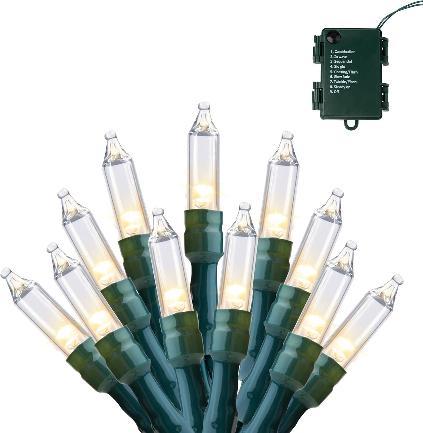 Joiedomi LED Christmas String Lights,50 Count 16.3FT Battery Operated Christmas Tree Fairy Lights with 8 Modes,Multifunction Green Wire for Xmas Decor Party Holiday House,Warm White