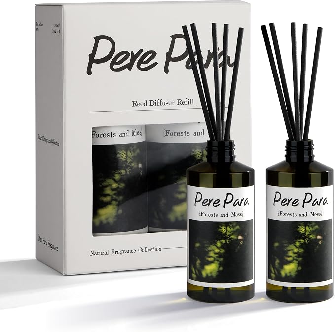 Forests and Moss Scent Premium Reed Diffuser Set - 2 Pack, 400ml /14.1 fl.oz Scented Oil with 6 Sticks | Long-Lasting Fragrance for Home & Office | Luxury Gift