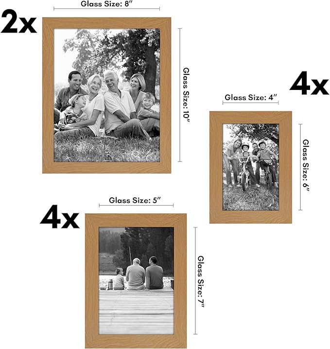 Americanflat Set of 10 Picture Frames with Shatter-Resistant Glass - Gallery Wall Frame Set with Two 8x10, Four 5x7 and Four 4x6 Frames - Signature Collection - Dark Oak