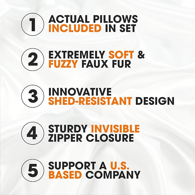Cheer Collection Faux Fur Throw Pillows - Decorative Pillows for Couch, Bed Throw Pillows, Chocolate Accent Pillows for Bedroom or Living Room Aesthetic, Set of 2 Furry Throw Pillows, 12" x 20"