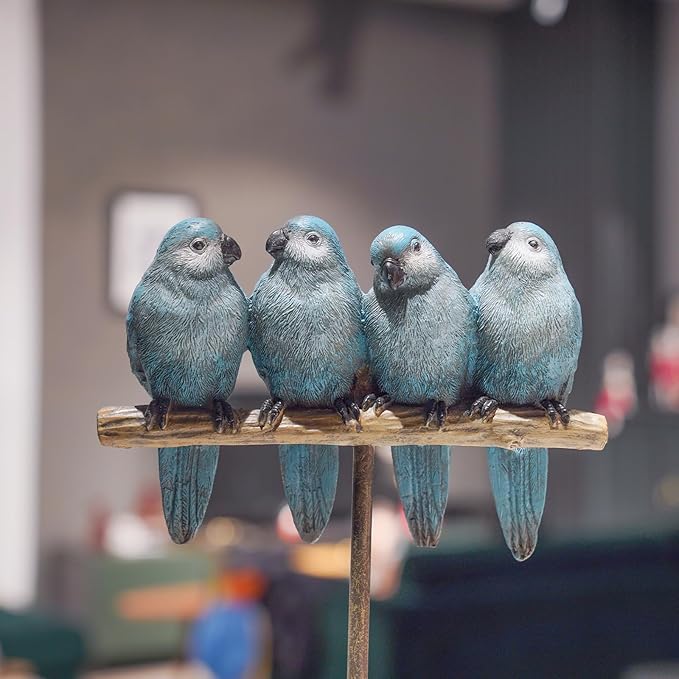 Braxio Bird Figurines Home Decor – Resin Tabletop Blue Bird Decor for Shelf Table Desk Modern Decorative Accent for Living Room Bedroom Office 5.5 x 2.5 x 9.5 Inch