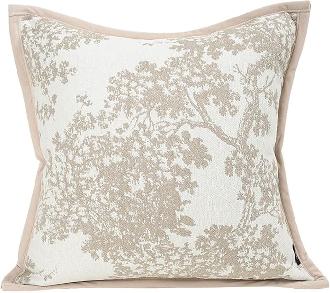 Croker Horse 20x20'' inches Throw Pillow Cushion Covers - White Beige Embroidery Pine Tree Luxury Modern Style Couch Sofa Pillow Cover for Living Room Bedroom