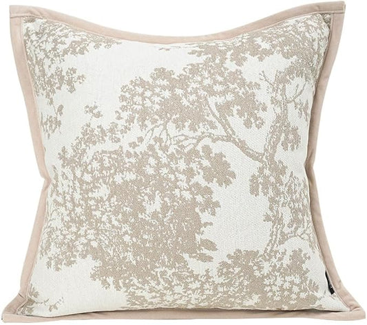 Croker Horse 18x18'' inches Throw Pillow Cushion Covers - White Beige Embroidery Pine Tree Luxury Modern Style Couch Sofa Pillow Cover for Living Room Bedroom