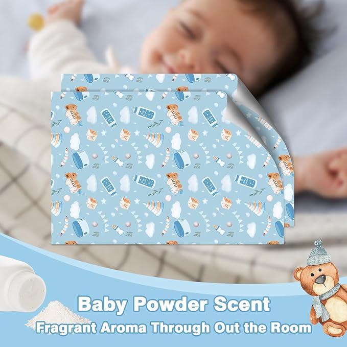 SCENTORINI Baby Powder Scented Drawer Liners for Dresser, 6 Sheets Fragrant Drawer Paper Liners Non-Adhesive Paper Sheets for Home Closet, Bedroom Drawers, Kitchen Cabinets