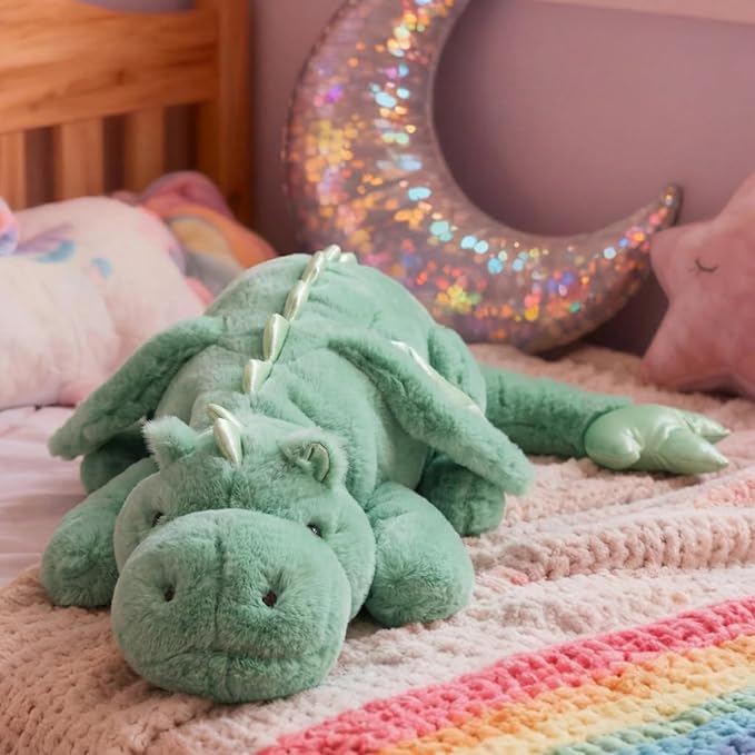ARELUX Giant 50in 3Lb Big Green Dragon Large Stuffed Animals Cute Plush Toy Fuzzy Jumbo Dinosaur Pillow Plushies with Wings Cuddly Soft Pterosaur Plushie for Friends Family Member