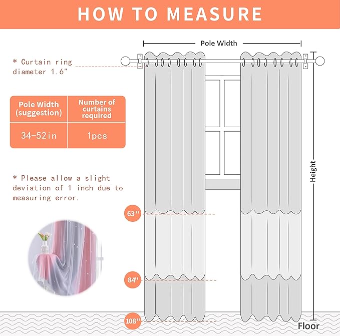 XiDi Curtains for Girls Bedroom Decro,Full Blackout 84 Inches Long for Kids Room, Colorful Rainbow Style, Unicorn Wall Decor Ombre Curtains, Princess Room Pink/Grey