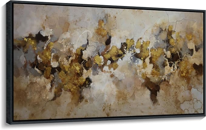 YDYSUNE Extra Large Abstract Wall Art - Modern Minimalist Decor Brown and Yellow Canvas Print, Artwork for Living Room Bedroom Painting Decoration Ready to Hang 29×58inch