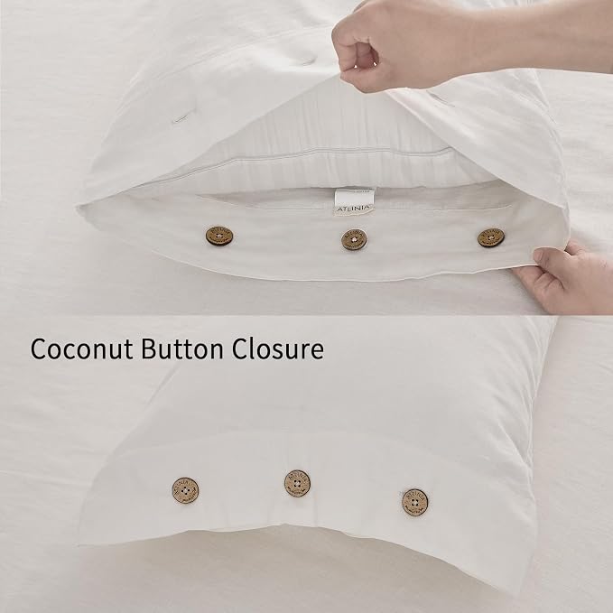 ATLINIA Linen Body Pillowcase with Button - 1 Pack 20"x 54" Body Pillow Cover, Bed Flax Linen Cotton Blend Body Pillow Sham Breathable Cooling Long Decorative Pillow Case Cream Color