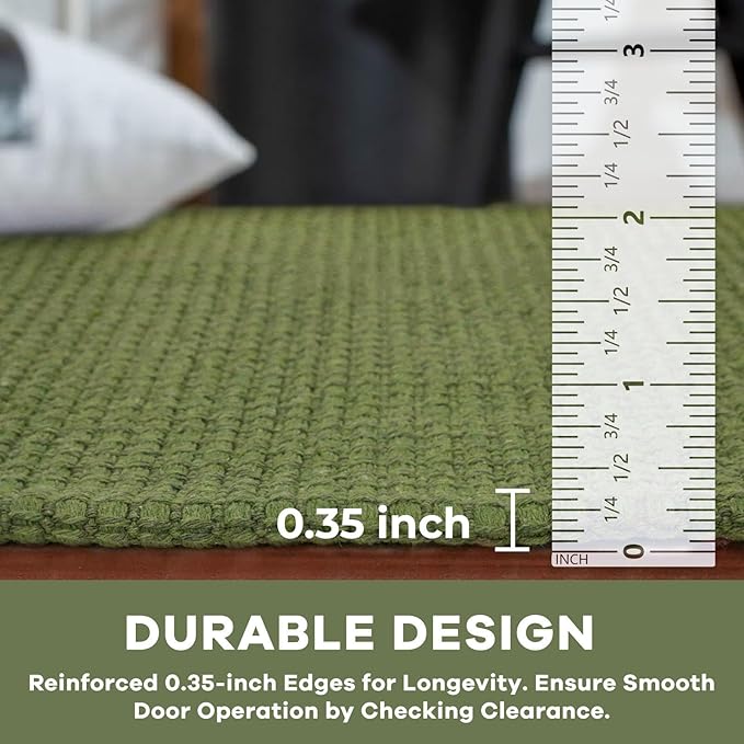 KOZYFLY Rugs for Entryway 3x5 ft Washable Area Rug Non Slip Rubber Backed Entry Rug Woven Indoor Door Mat Cotton Kitchen Rugs Floor Carpet for Entryway, Foyer, Backdoor, Bright Green/Earthy Green
