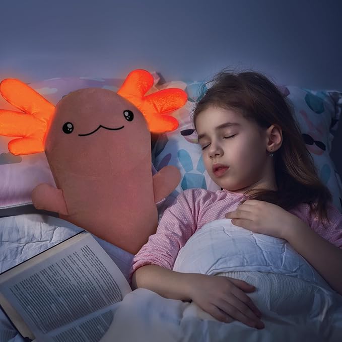 MaoGoLan Giant Axolotl Plush Body Pillow for Girls, Hot Pink Axolotl Stuffed Animal for Kids Adults, Large Salamander Plush Glow in The Dark, Holiday Birthday Easter