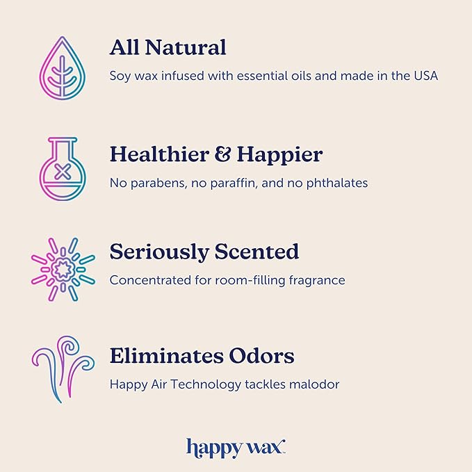 Happy Wax Odor Eliminating Scented Soy Wax Melts – Blooming Vanilla – Pet-Safe, Non-Toxic, Perfect for Use with Wax Warmers - for Home Fragrance & Freshness - 4 oz Pouch