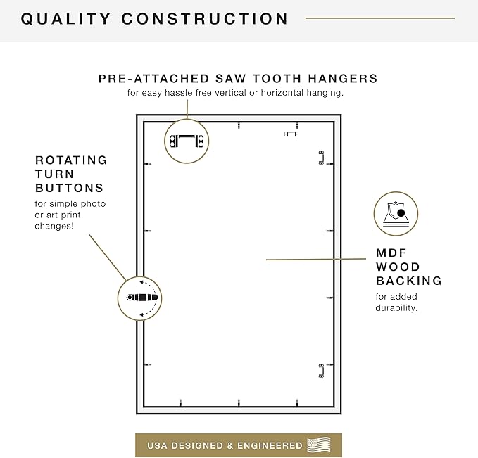 MCS Studio Gallery 24x36 Poster Frame Natural Woodgrain Engineered Wood, Vertical & Horizontal Wall Hanging Large Picture Frame for Photos, Posters & Art Prints (2-Pack)
