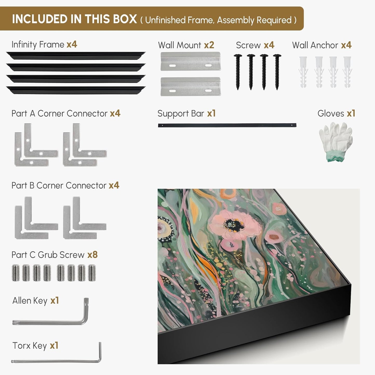 SIGNWIN 36"x72" Extra Large Framed Wall Art Whimsical Garden Bloom, Colorful Abstract Floral for Home Living Room Bedroom Decor (Frame Assembly Required)