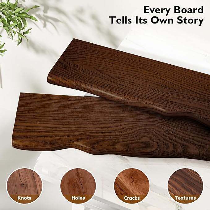 Floating Shelves for Wall Rustic Farmhouse 55 Inch Floating Shelf Bathroom Wooden Shelves for Wall Mounted Live Edge Pine Shelf with Unique Natural Grain for Living Room Bedroom Kitchen (Walnut)