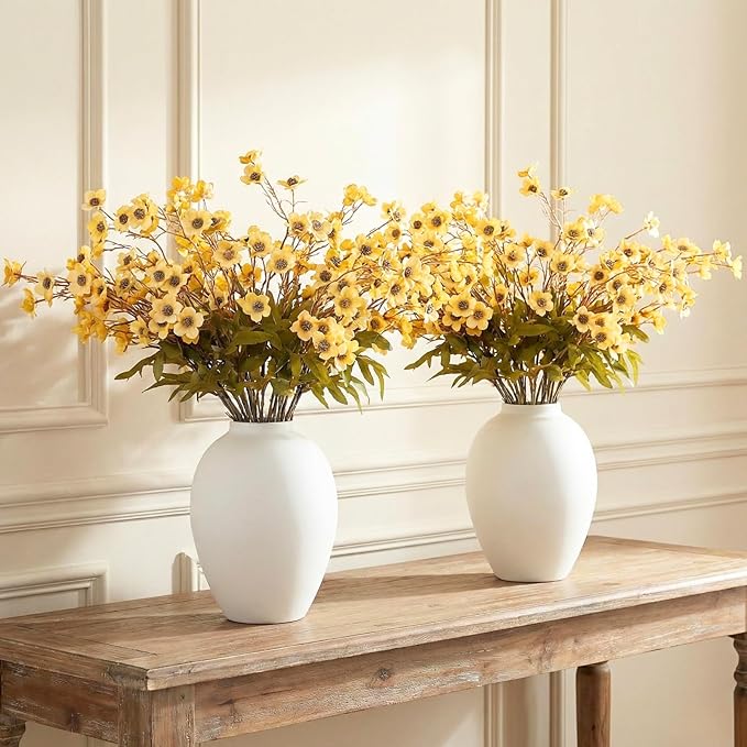 24pcs Faux Yellow Spring flowers With Stems, 23" Realistic Wildflowers Artificial Long Floral for Home Office Decor, Spring Table Centerpiece, Yellow Flowers Arrangements, Modern Farmhouse Decor
