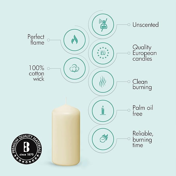 BOLSIUS 12 Ivory Pillar Candles Set - Unscented 43 Hour Long Lasting Candles - 2.7 x 5-inch Dripless Clean Burning Smokeless Dinner Candle - Perfect for Weddings Parties and Special Occasions