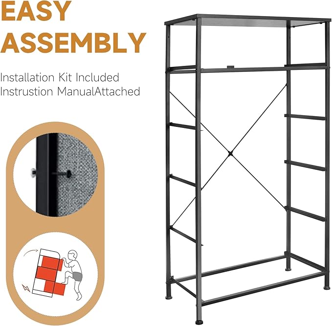Mifuro Tall Dresser for Bedroom, Vertical Storage Organizer Tower with 6 Drawers, Chest of Drawers with Fabric Bins, Steel Frame, Wood Top for Bedroom, Closet, Entryway- Rustic Brown