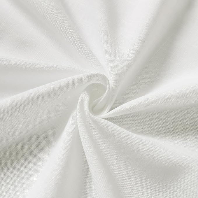 Nanspring Off White Semi Sheer Linen Curtains 72 inch Length for Living Room Back Tab Rod Pocket Modern Farmhouse Coastal Decor Cotton Textured Gauze Curtains for Dining Room Office Laundry 38x72