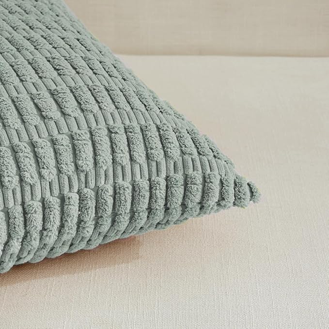 Fancy Homi 4 Packs Decorative Throw Pillow Covers for Living Room Couch Bed, Modern Farmhouse Boho Home Décor Accent Cushion Case, 18" x 18" (Pack of 4), Grey Blue