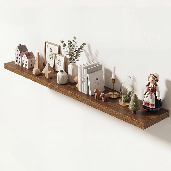 Dreamland 72 Inches Floating Shelves for Wall,9.3" Deep Long Floating Shelves Set of 1,Large Display & Storage Shelf,Wall Shelf for Bathroom Bedroom Living Room Kitchen Office,Walnut