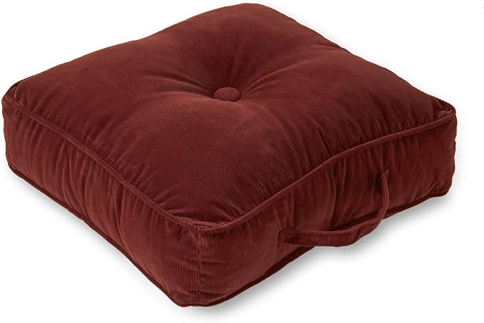 Greendale Home Fashions Omaha Corduroy 21" Square Floor Pillow with Carry Handle, Sangria