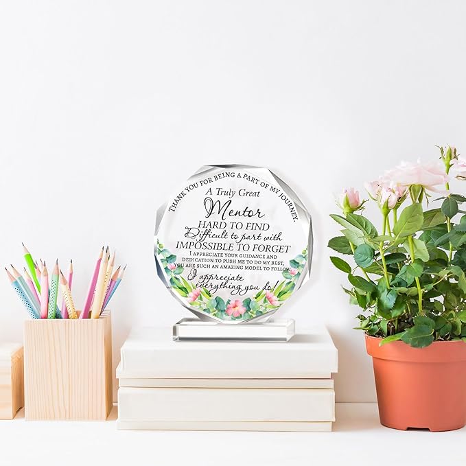Yinder Thank You Gifts for Women Appreciation Gifts for Coworker Employee Nurse Teacher Leader Boss Inspirational Quotes Acrylic Desk Decor for Home Office Farewell Retirement