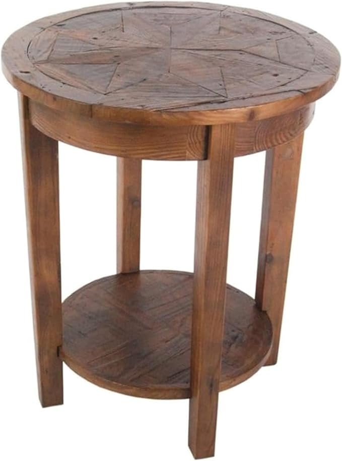 Alaterre Furniture Revive 20 Inch Round End Table with Bottom Shelf for Storage, and Unique Wood Characters - Modern Rustic Living Room Furniture