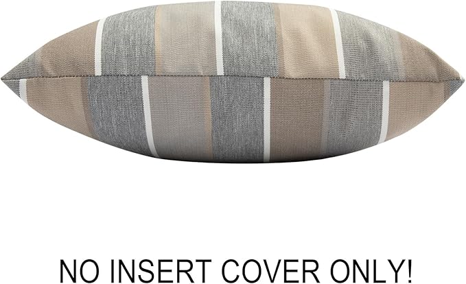 FUNHOME Waterproof Outdoor Throw Pillow Covers Set of 2,Home Decor for Garden Patio Furniture,Couch,Sofa 18 x18 Inch Decorative Pillows Cover Only,NO Insert(Gray Stripe)