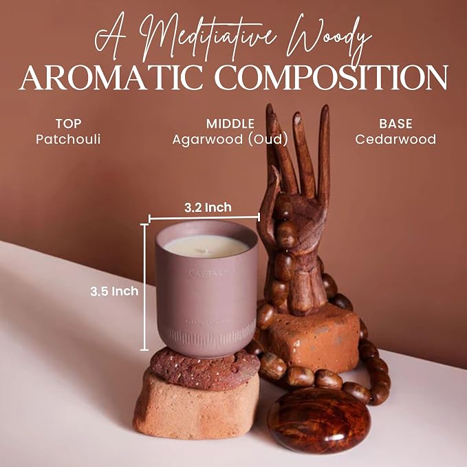 CAFTARI Scent of Nirvana Scented Candle for Women & Men | Oudh and Cedarwood | Non Toxic Candle | Premium Soy Coconut Wax Blend | Vegan Aromatherapy | Elegant Ceramic Jar | Luxury Gift | 10.5 oz