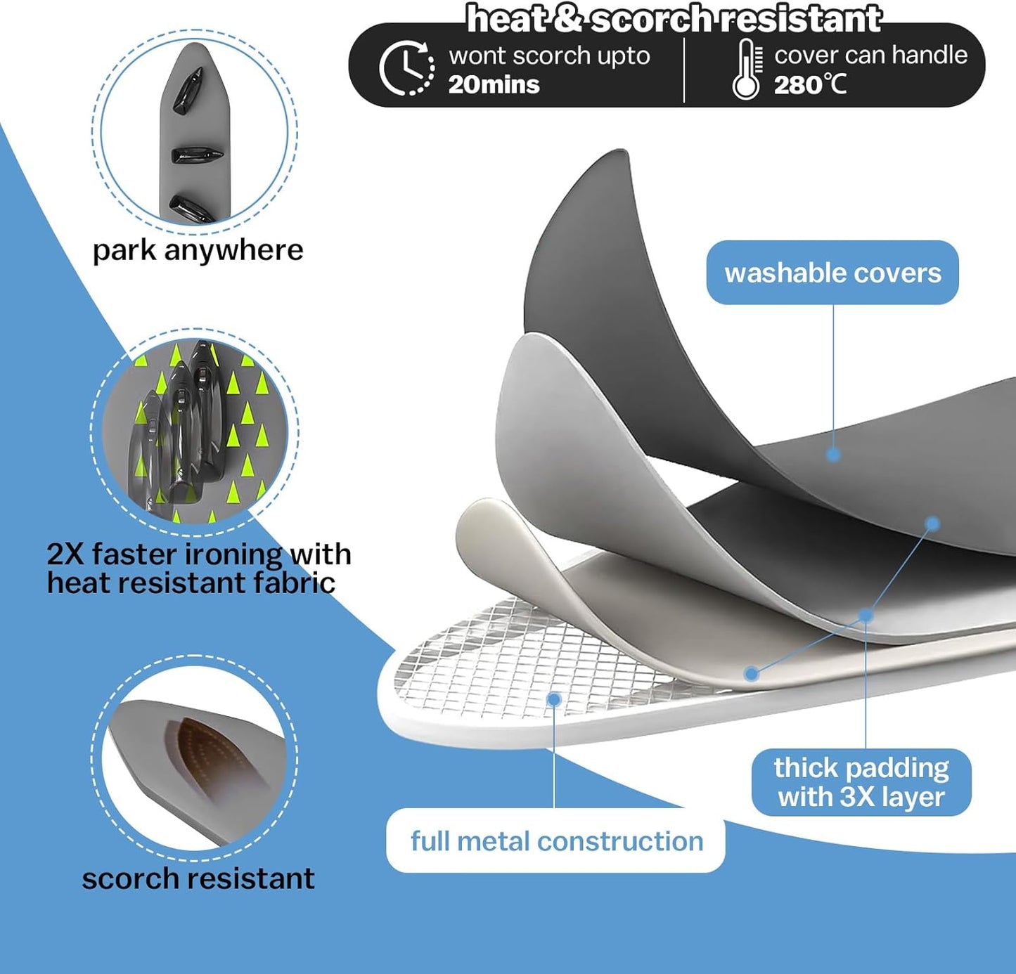 Tabletop Ironing Board with Iron Rest, Metal Mesh Panel Mini Ironing Board with Heat Resistant Cover, Portable Small Iron Board Foldable for Dorms, Apartment and Travel, 32" x12'', Black